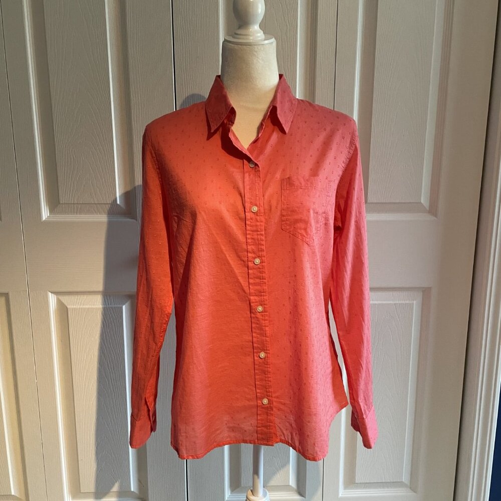 GAP Boyfriend Popover Women's Shirt in Clip Dot - Lipstick Pink - Size Medium